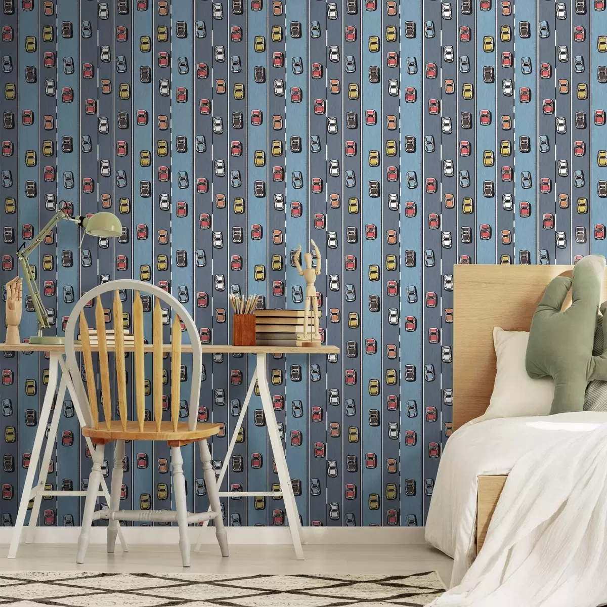 Taustakuva Retroauto tiellä 60-luvun tyyliin a00118v1