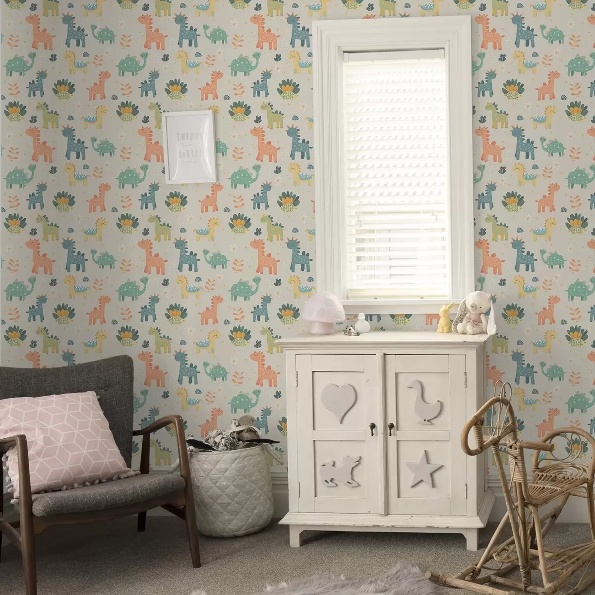 Taustakuva Lasten dinosaurukset pastelliväreissä vaalealla pohjalla a00125
