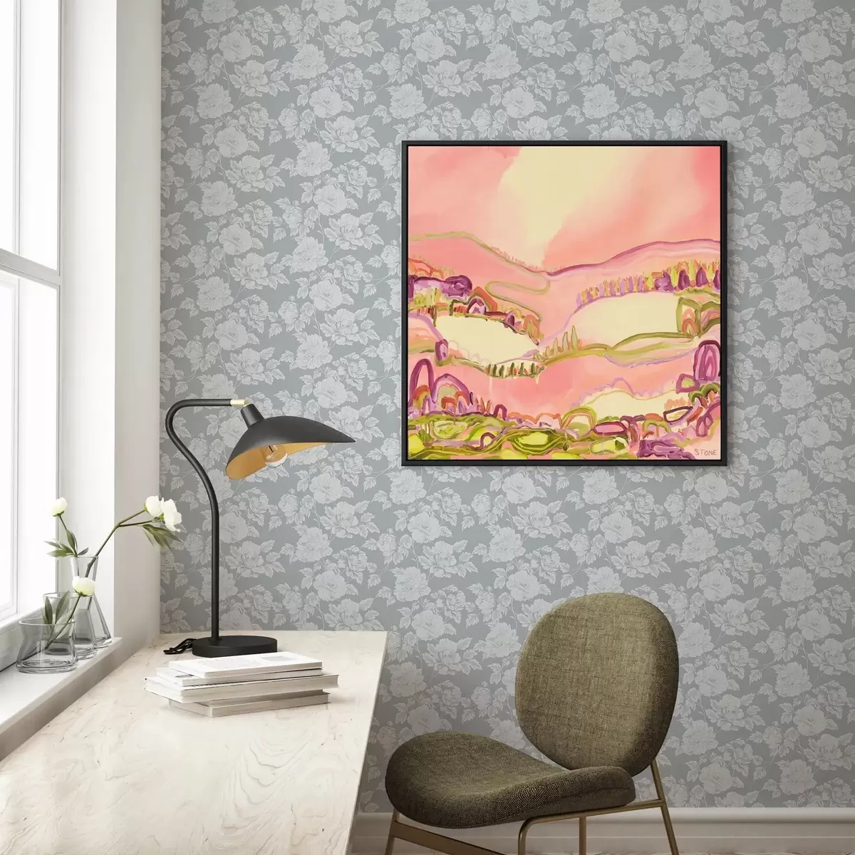 Taustakuva Vaaleat kukat harmaalla taustalla a00129v1