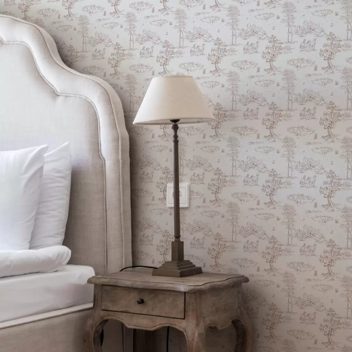 Taustakuva Maaseudun maisema, jossa on linna ja hevosia a00133