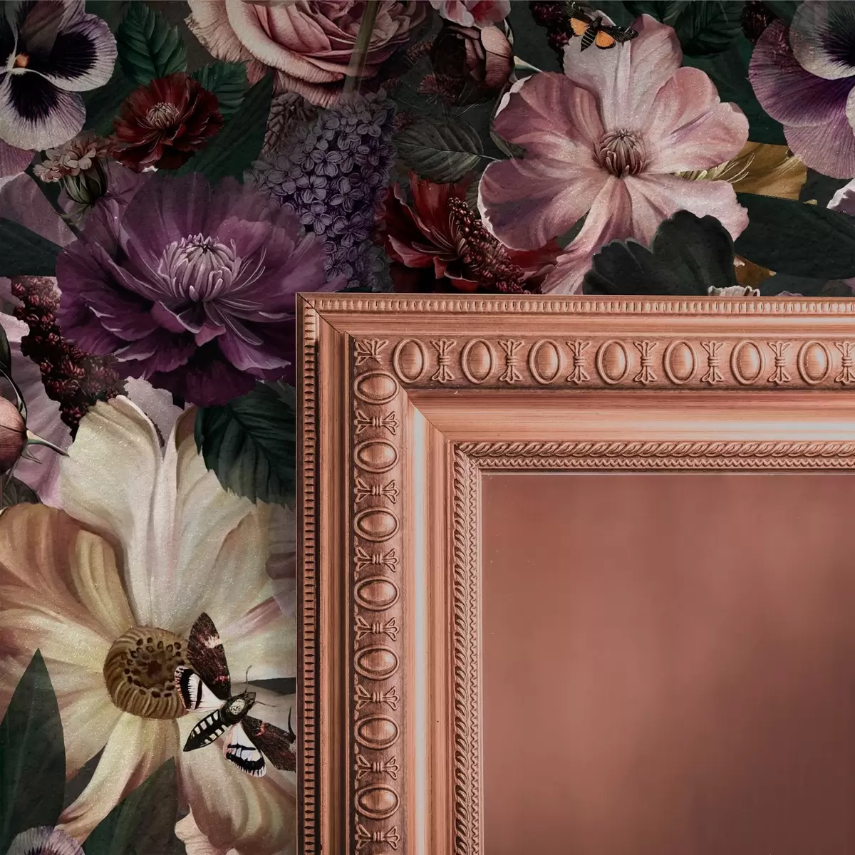 Taustakuva Taidekukkapainatus tummissa väreissä a00147