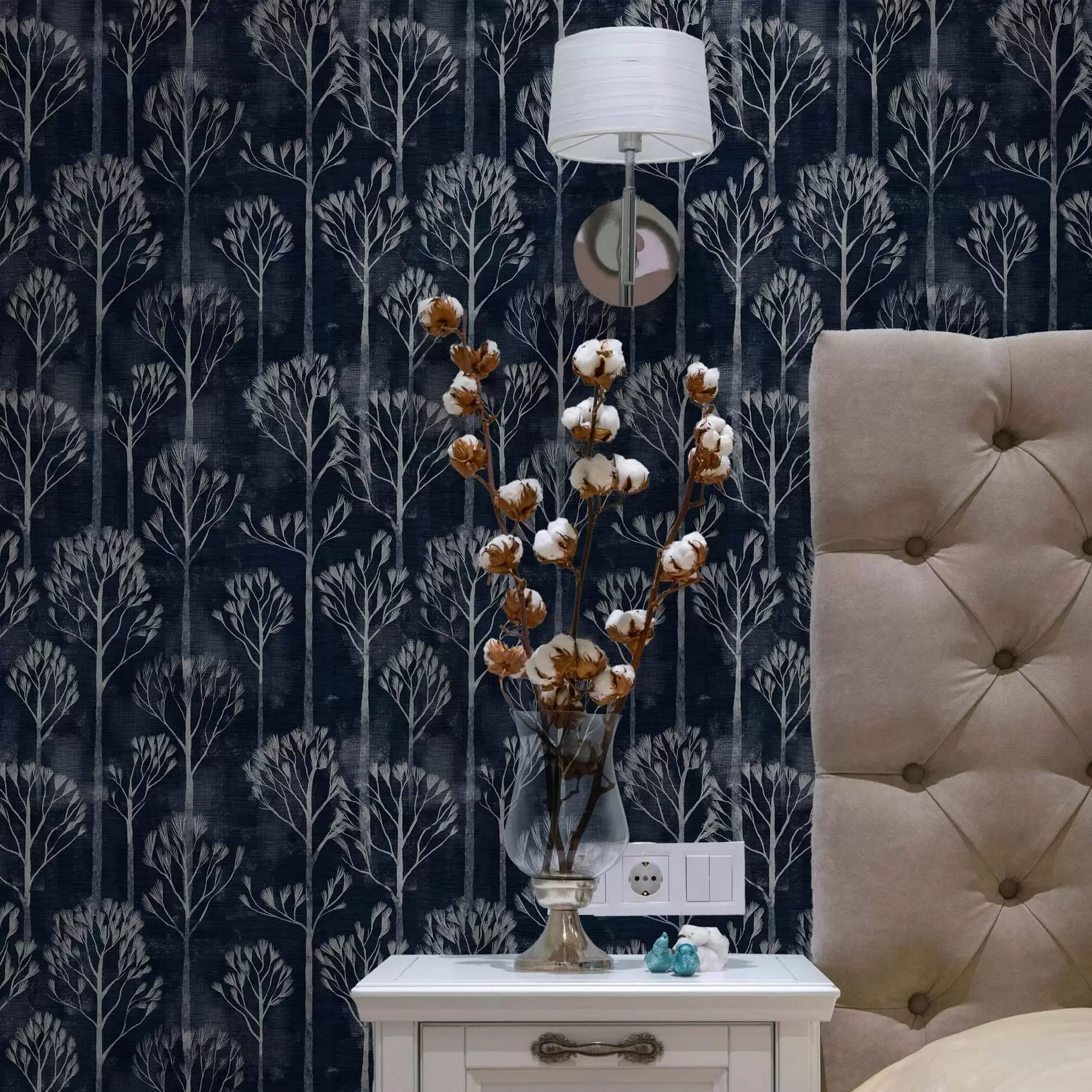 Valokuvatapetti Kasvitieteessä valkoisia puita skandinaaviseen tyyliin a00148