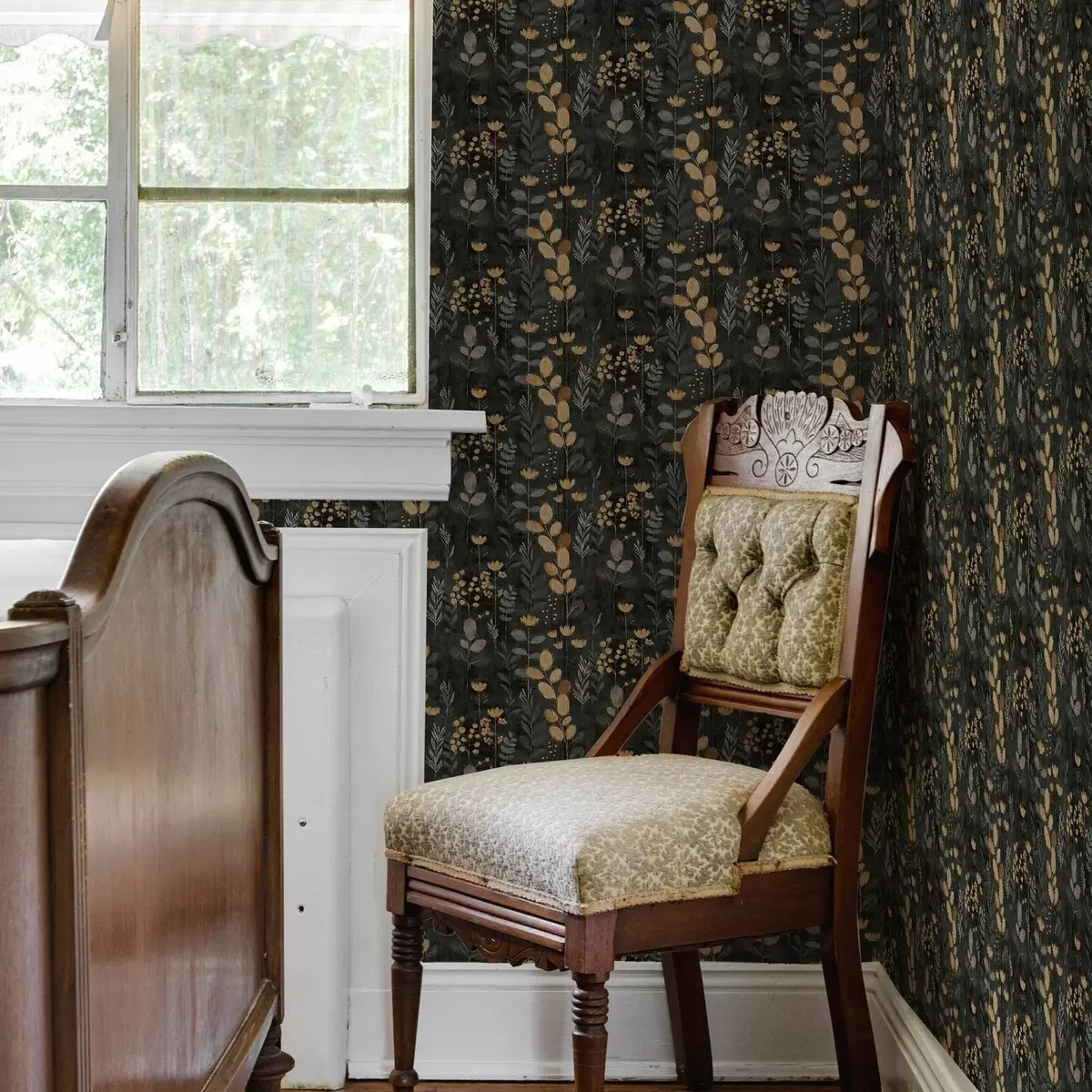 Taustakuva Kukkakuvio harmaan ja keltaisen sävyissä a00163