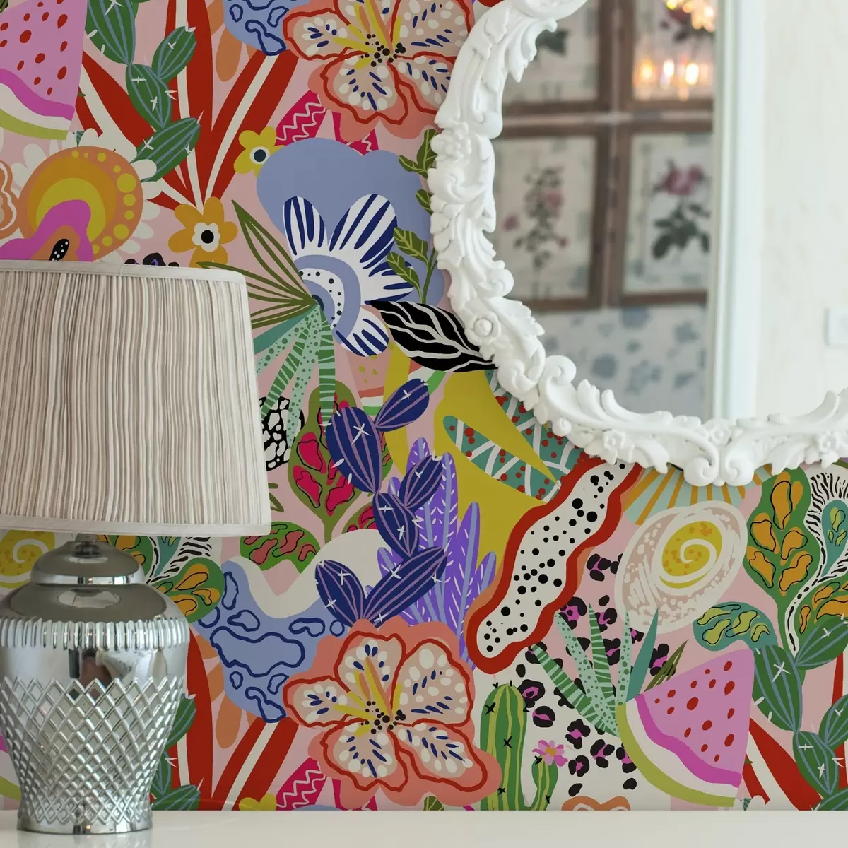 Taustakuva Abstrakti kukkapainatus pop art -tyyliin a00167