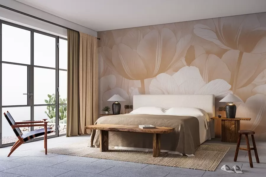 Valokuvatapetti Beige unikot vaaleissa sävyissä w09099