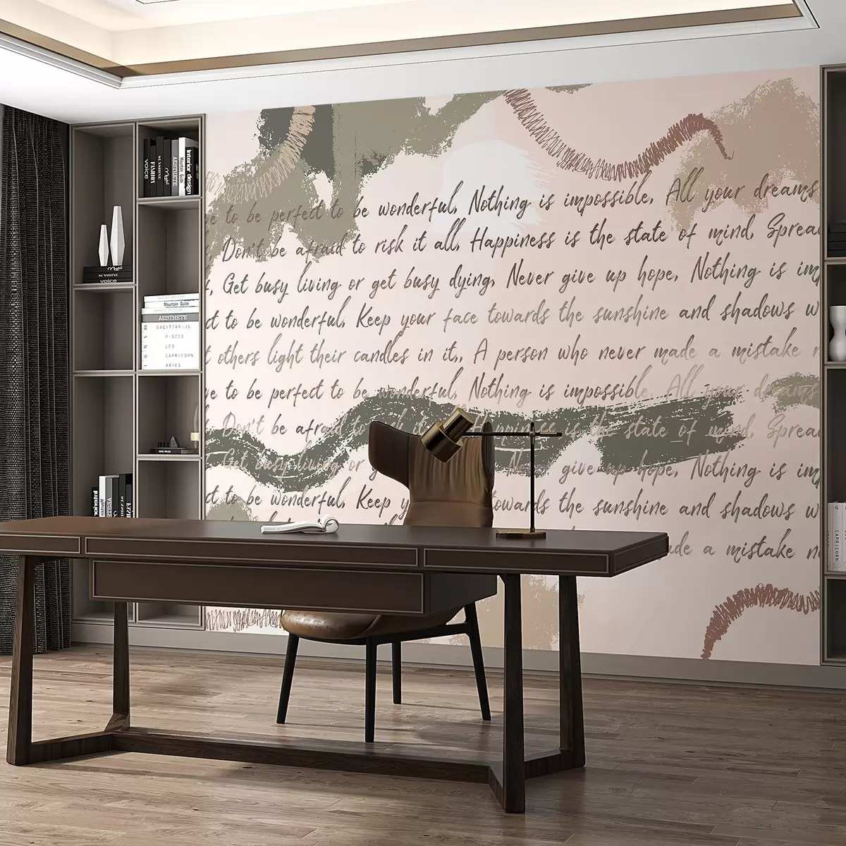 Valokuvatapetti Suunnittelu inspiroivia lainauksia, abstraktio, luonnolliset värit w03909