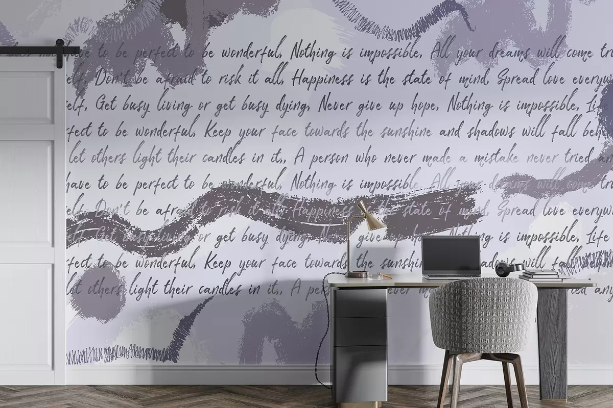 Valokuvatapetti Suunnittelu inspiroivia lainauksia, abstraktio, violetit värit w03909v2