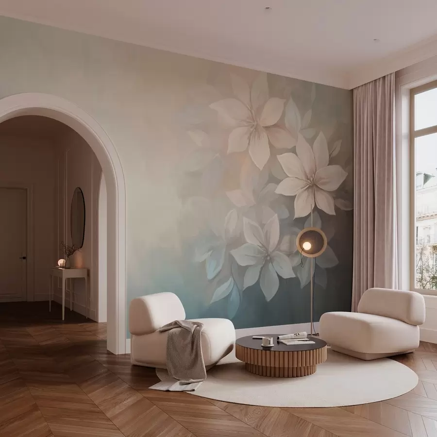 Valokuvatapetti tyylikkäät kukat öljyvärimaalauksen tyyliin  w03770