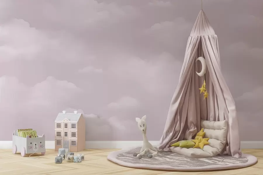 Valokuvatapetti Vaaleanpunaisia pilviä herkissä pastellisävyissä sävyissä w03994v2