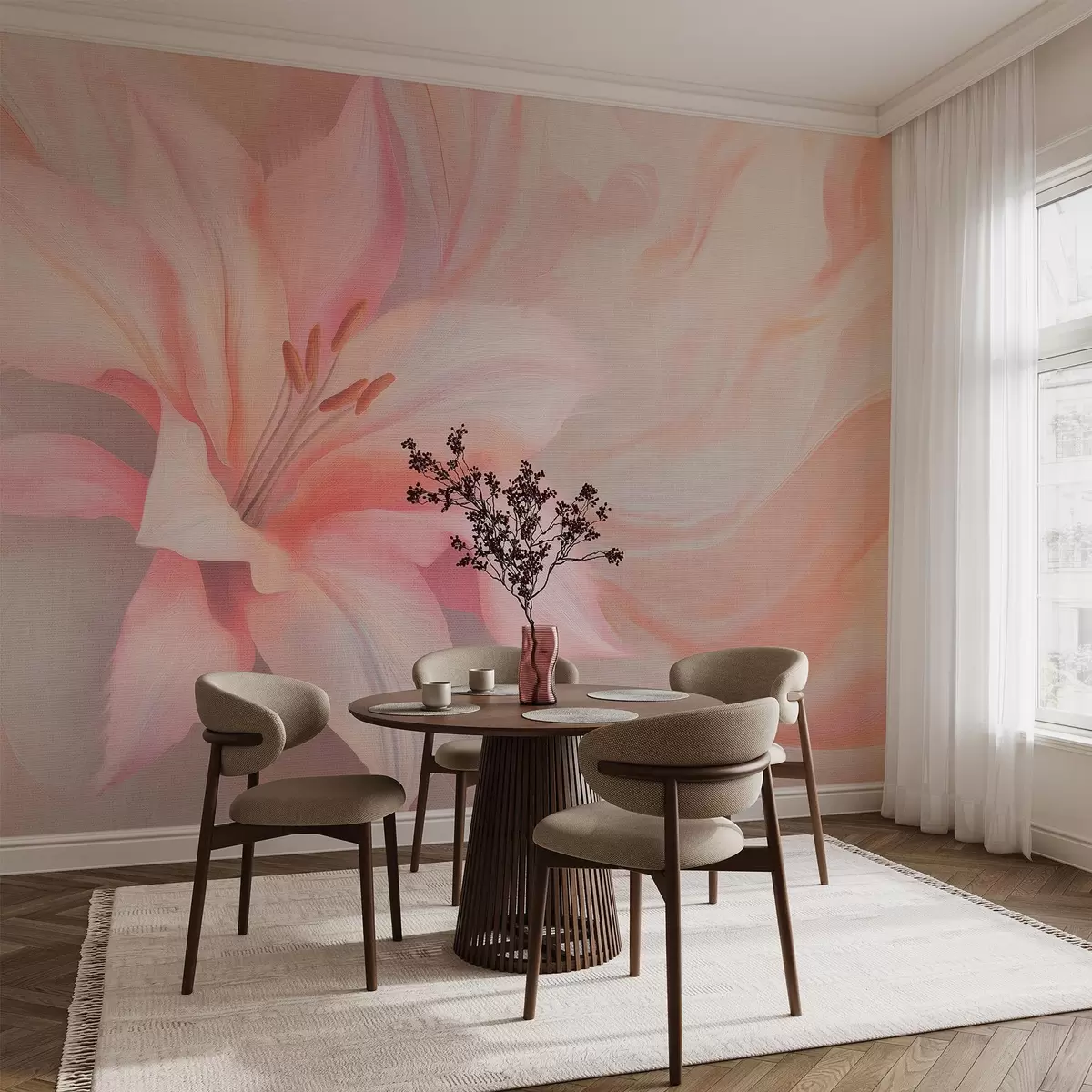 Valokuvatapetti Lilja kukka nestemäinen abstraktio, kukka, värikäs piirustus w04006