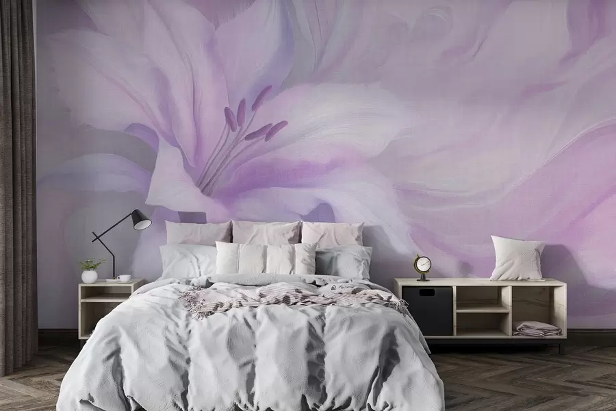 Valokuvatapetti Lilja kukka nesteen abstraktio, kukka, violetti värit w04006v1