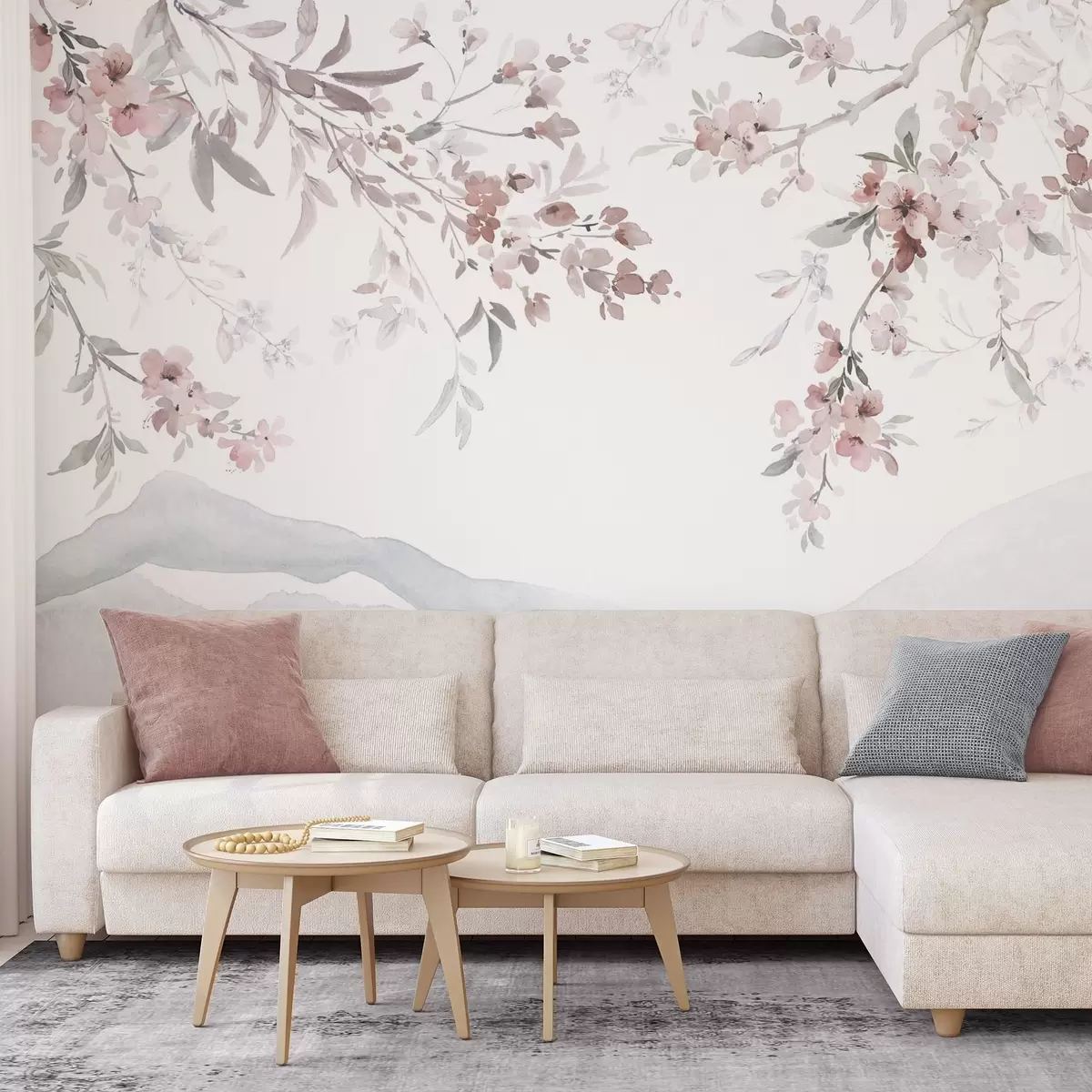 Valokuvatapetti Kukkivat oksat, jäljitelmä akvarellia w03935