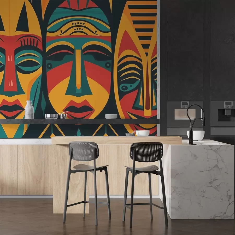 Valokuvatapetti Afrikkalaiset naamiot w04043v2