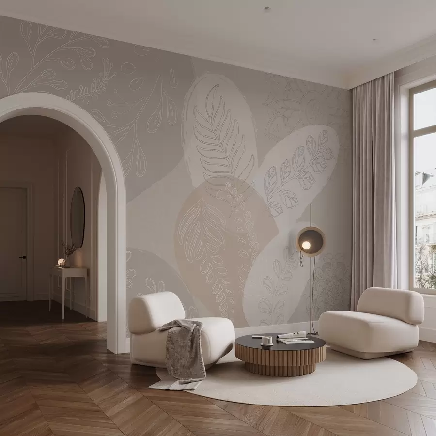 Valokuvatapetti Kasvitieteellinen vektorimuotoilu boho-tyyliin w04057