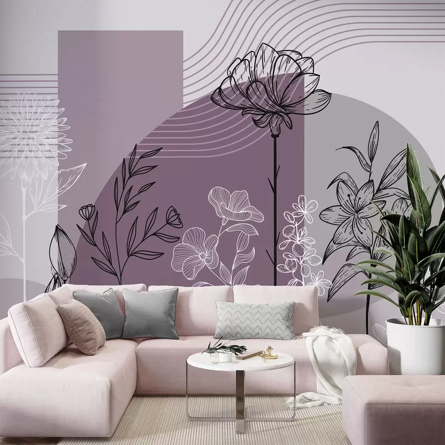 Valokuvatapetti Boho kukka ääriviivat w04081v2