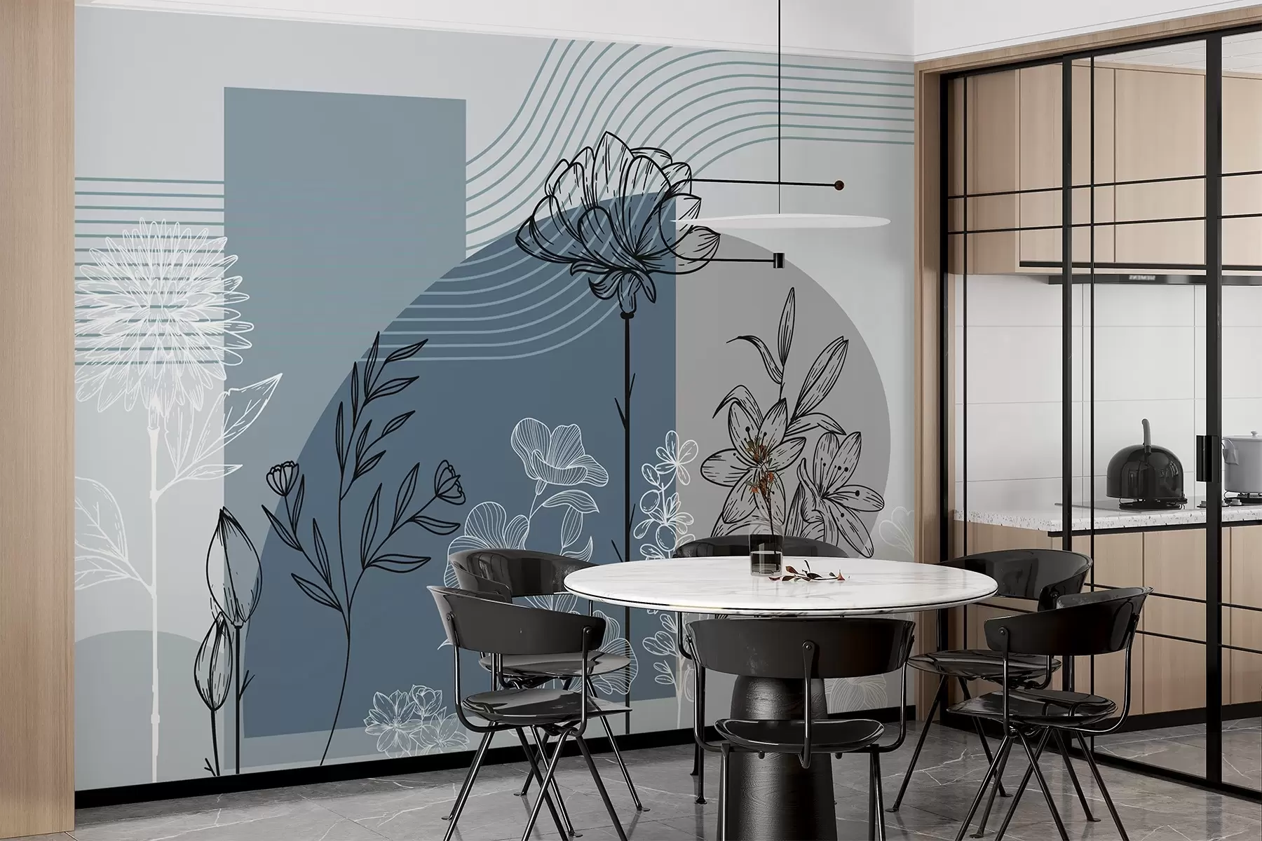 Valokuvatapetti Boho kukka ääriviivat w04081v1