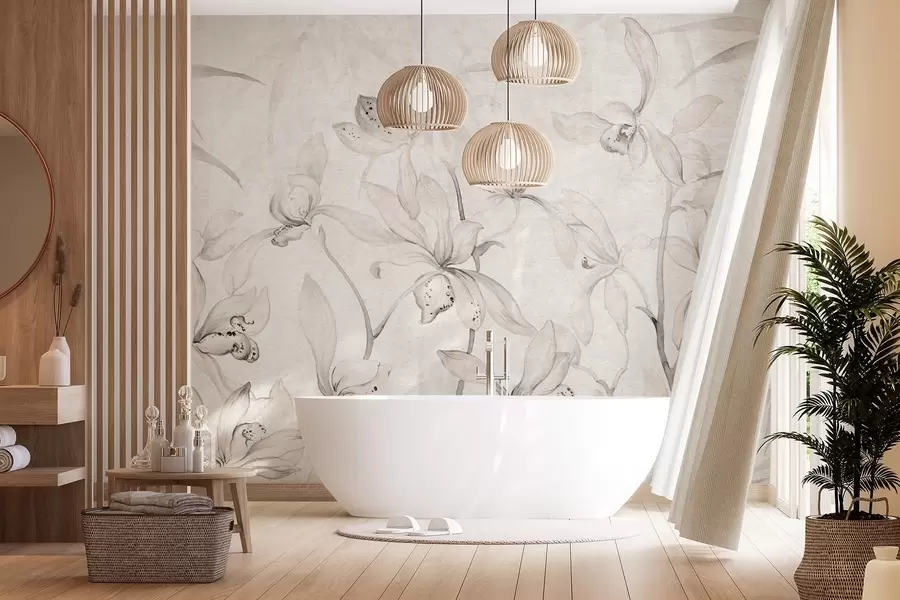 Valokuvatapetti Villit orkideat, beigen sävyjä w03933v1