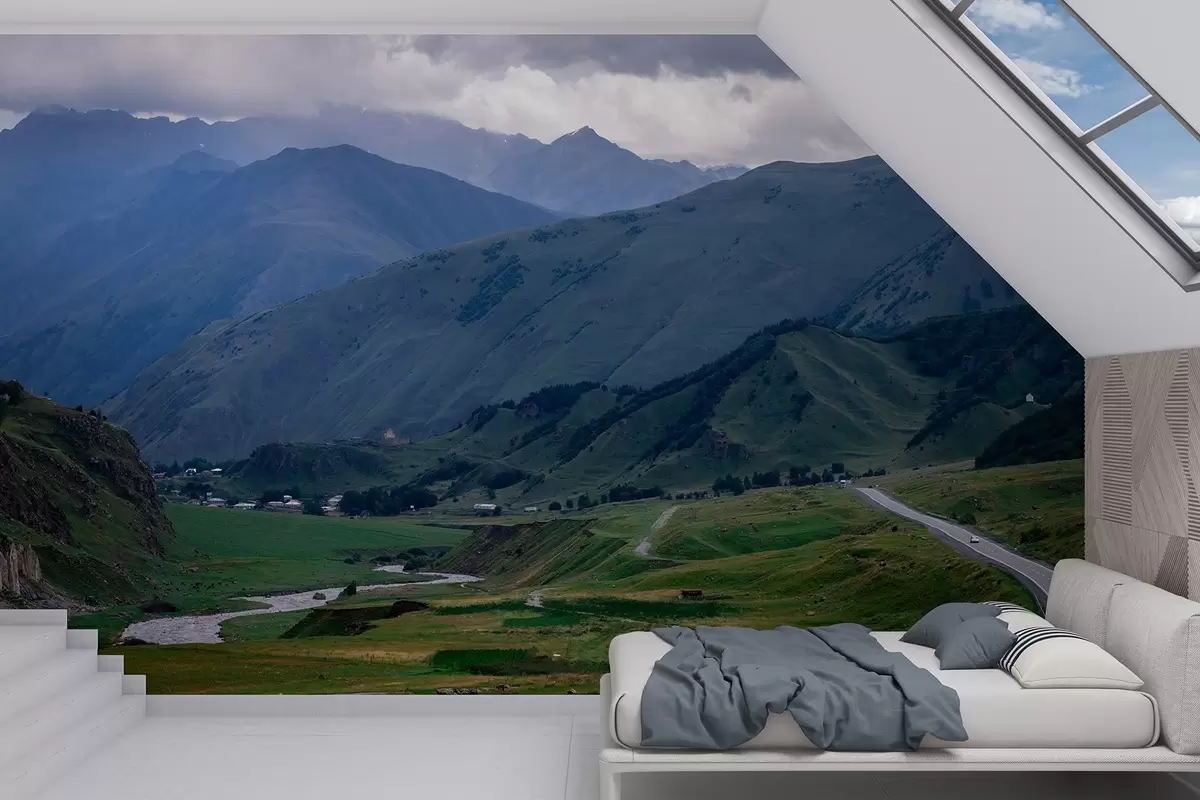 Valokuvatapetti Georgia maisemat, vuoret, road trip, realismi, vuoristomaisemat w04097