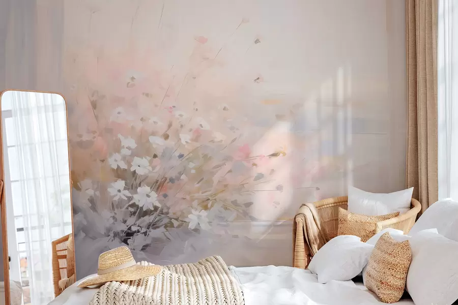 Valokuvatapetti Kukkakimppu ikkunan ikkunan jäljitelmä maalaus w04101