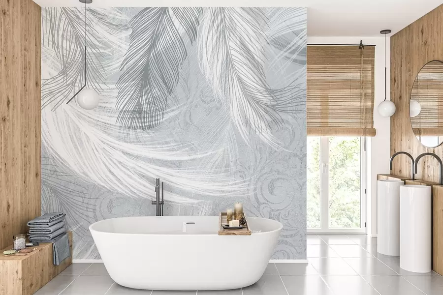 Valokuvatapetti Herkät höyhenet sinisiä sävyjä w04102v1