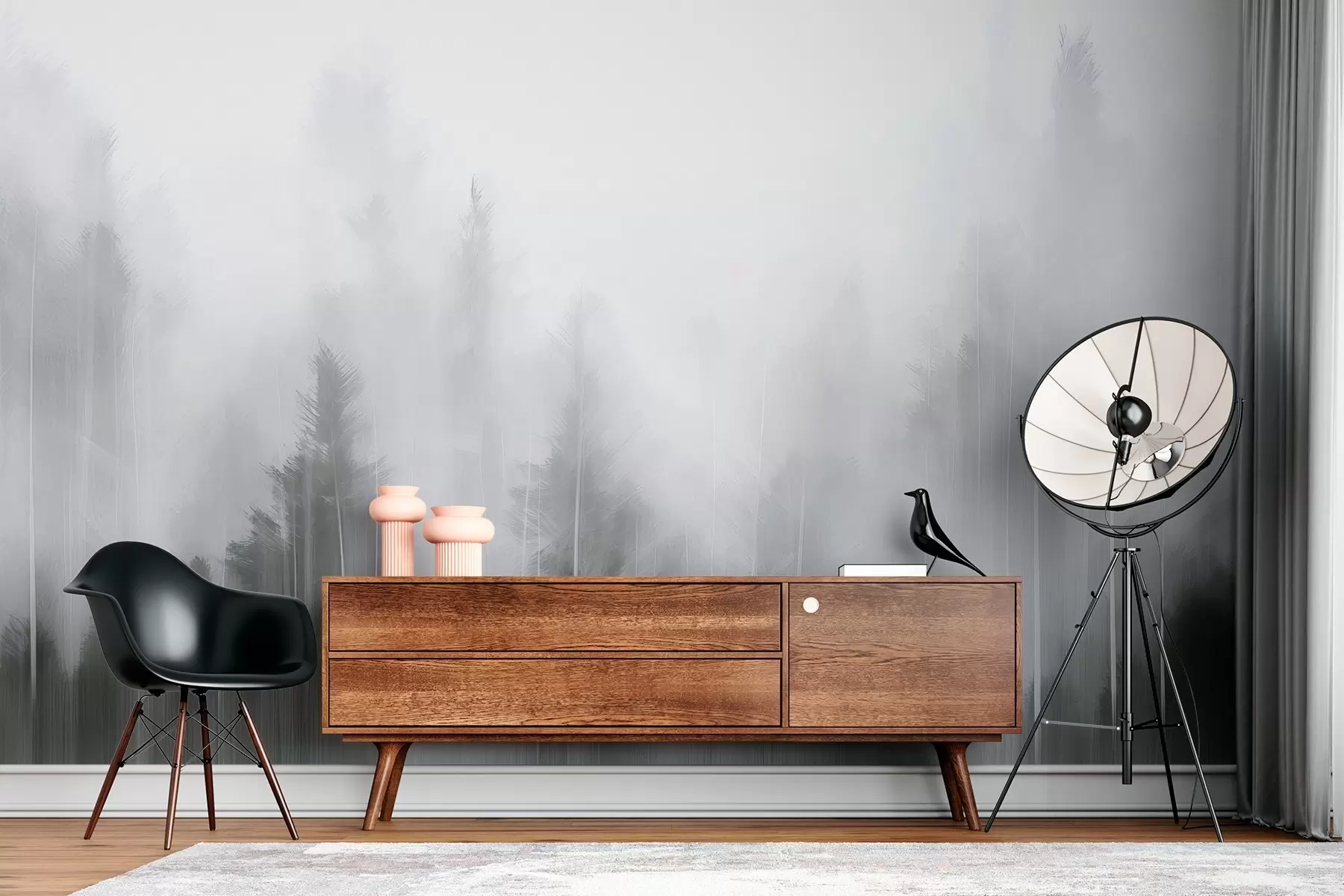 Valokuvatapetti Havumetsän jäljitelmämaalaus w04104