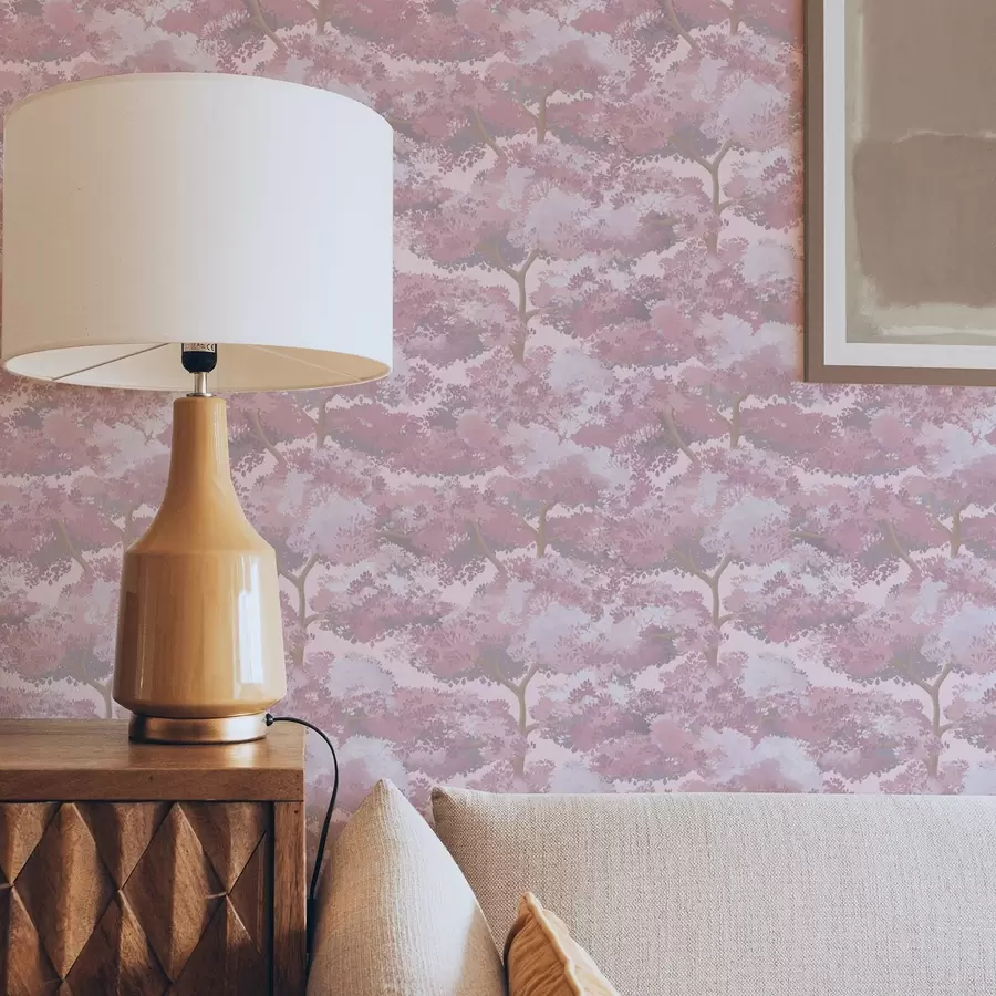 Valokuvatapetti Syvänsininen maisema, jossa on puita yön sävyissä a00170v4