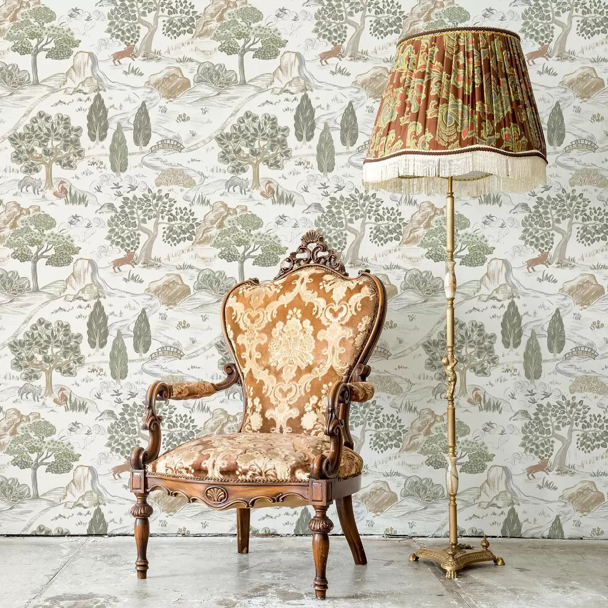 Taustakuva Satu kartta luonnon eläinten ja puiden kanssa a00177