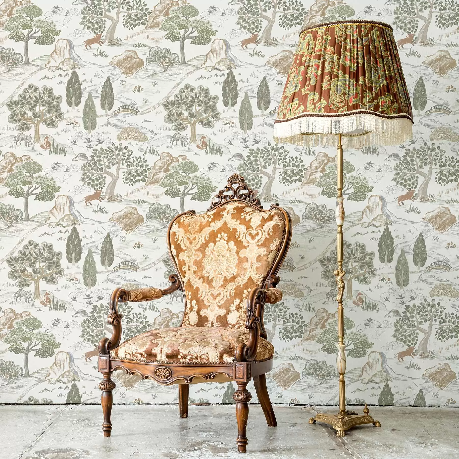 Valokuvatapetti Satu kartta luonnon eläinten ja puiden kanssa a00177