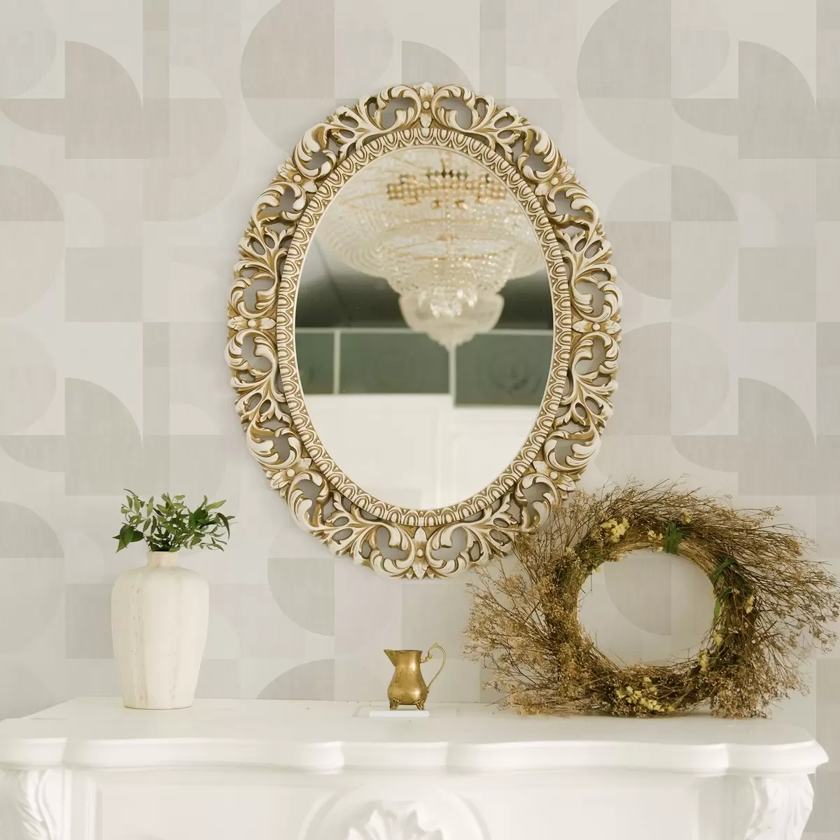 Taustakuva Minimalistinen geometria vaalean kermanvärisessä paletissa a00189