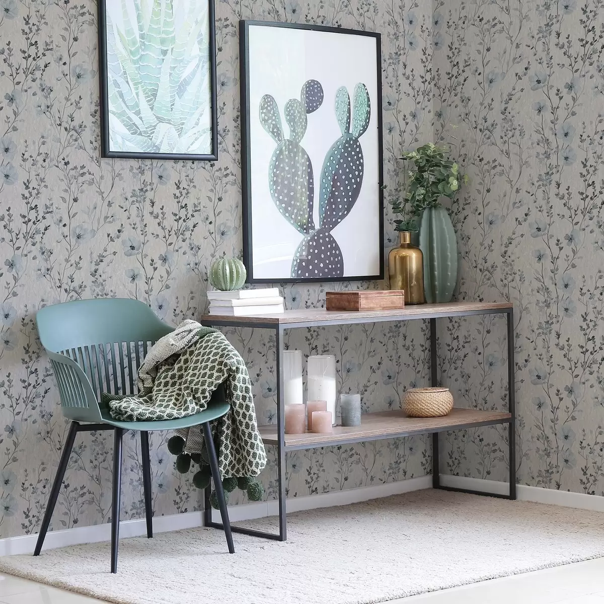 Taustakuva Sininen ja harmaa akvarelli floristiikka neutraalilla taustalla a00198