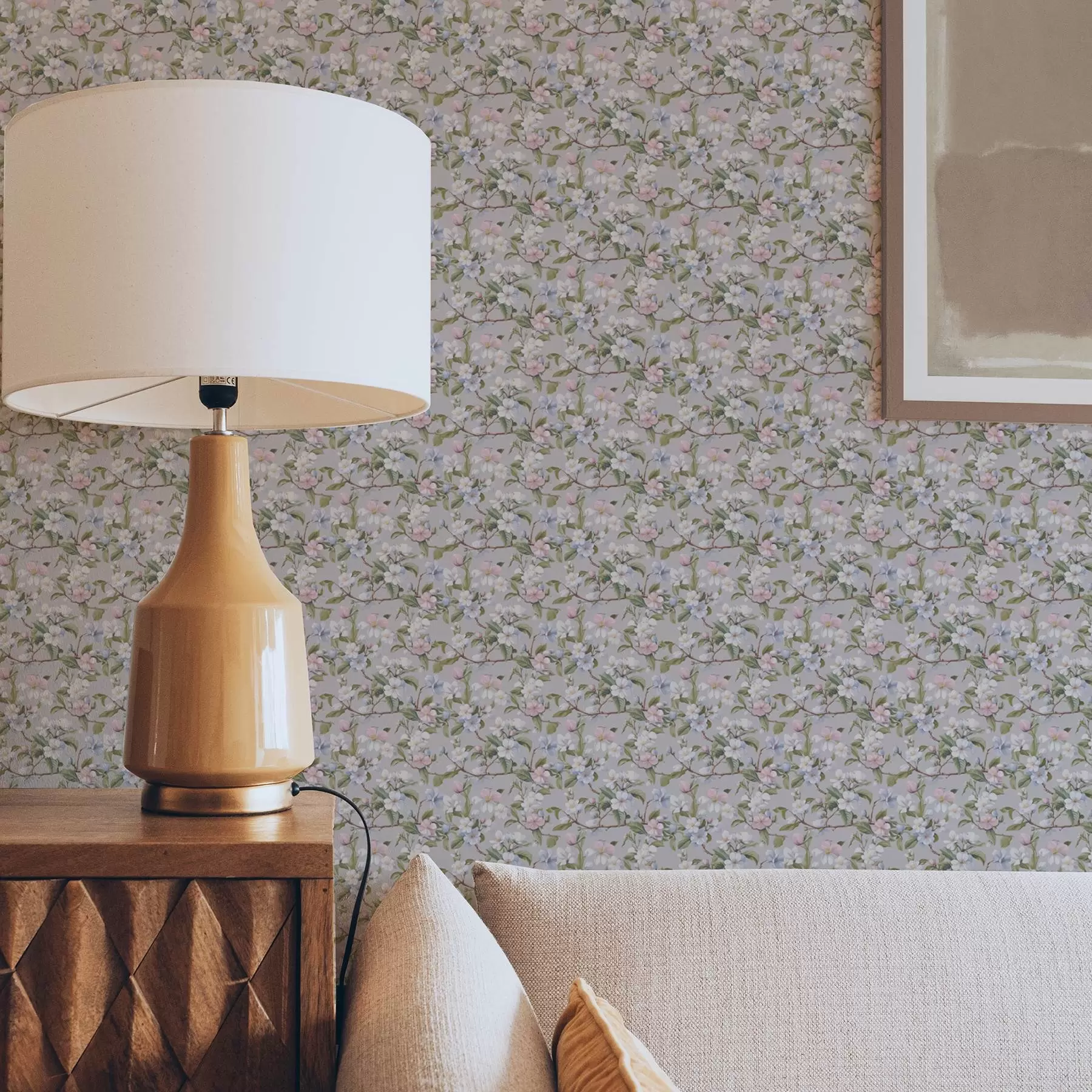 Valokuvatapetti Pastelli kukka diagonaali tyyliin renessanssin tekstiili a00205