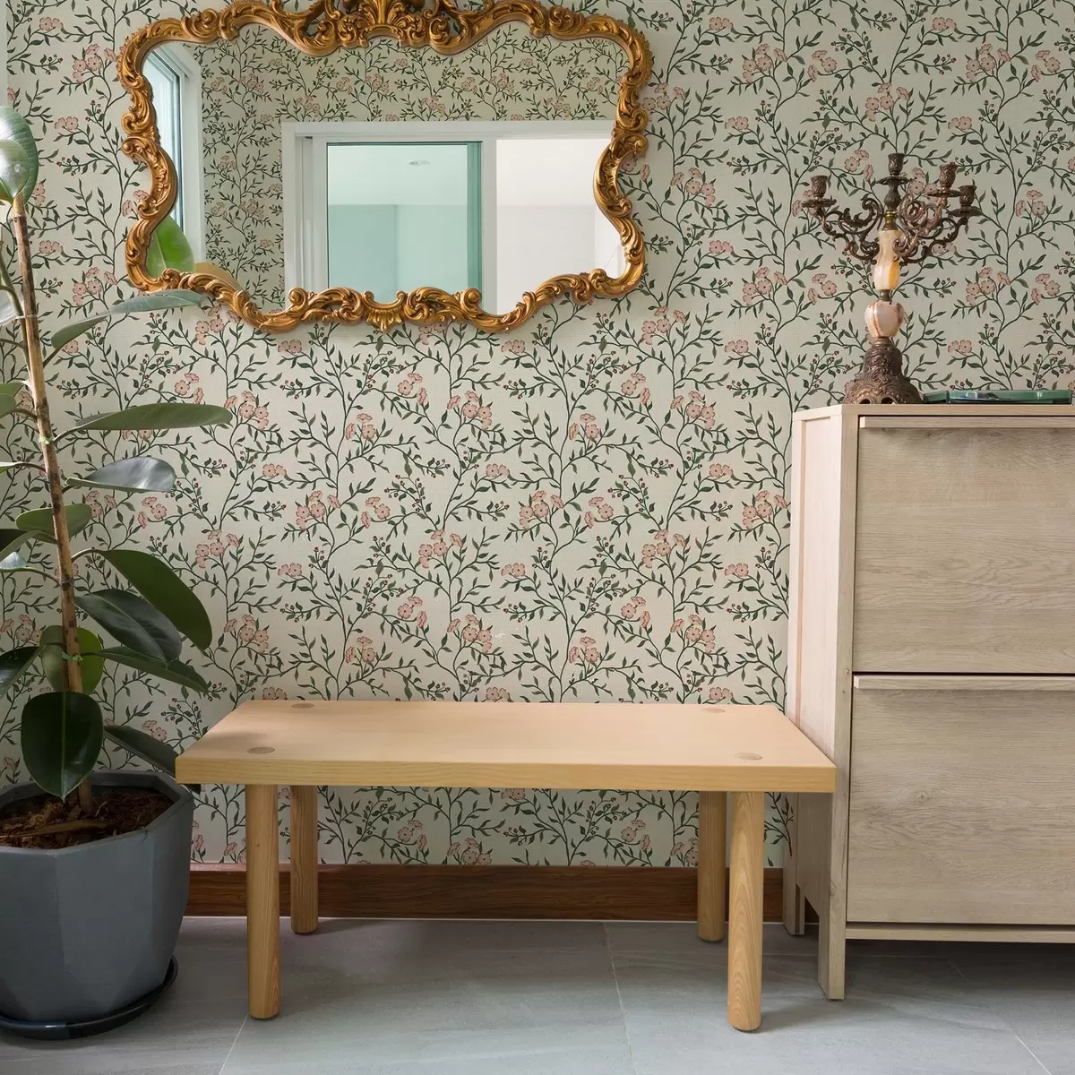 Taustakuva Läpikuultavat oksat, joissa korallinkukkia, kukkakuviointi a00221