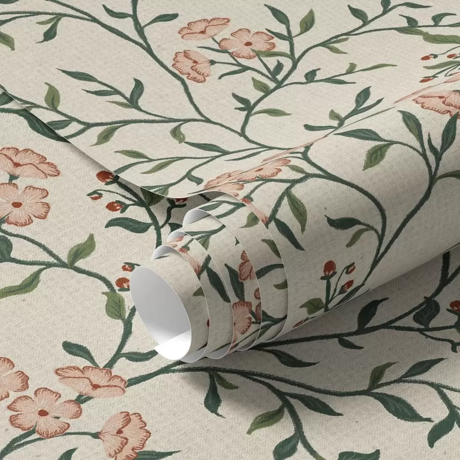 Valokuvatapetti Läpikuultavat oksat, joissa korallinkukkia, kukkakuviointi a00221