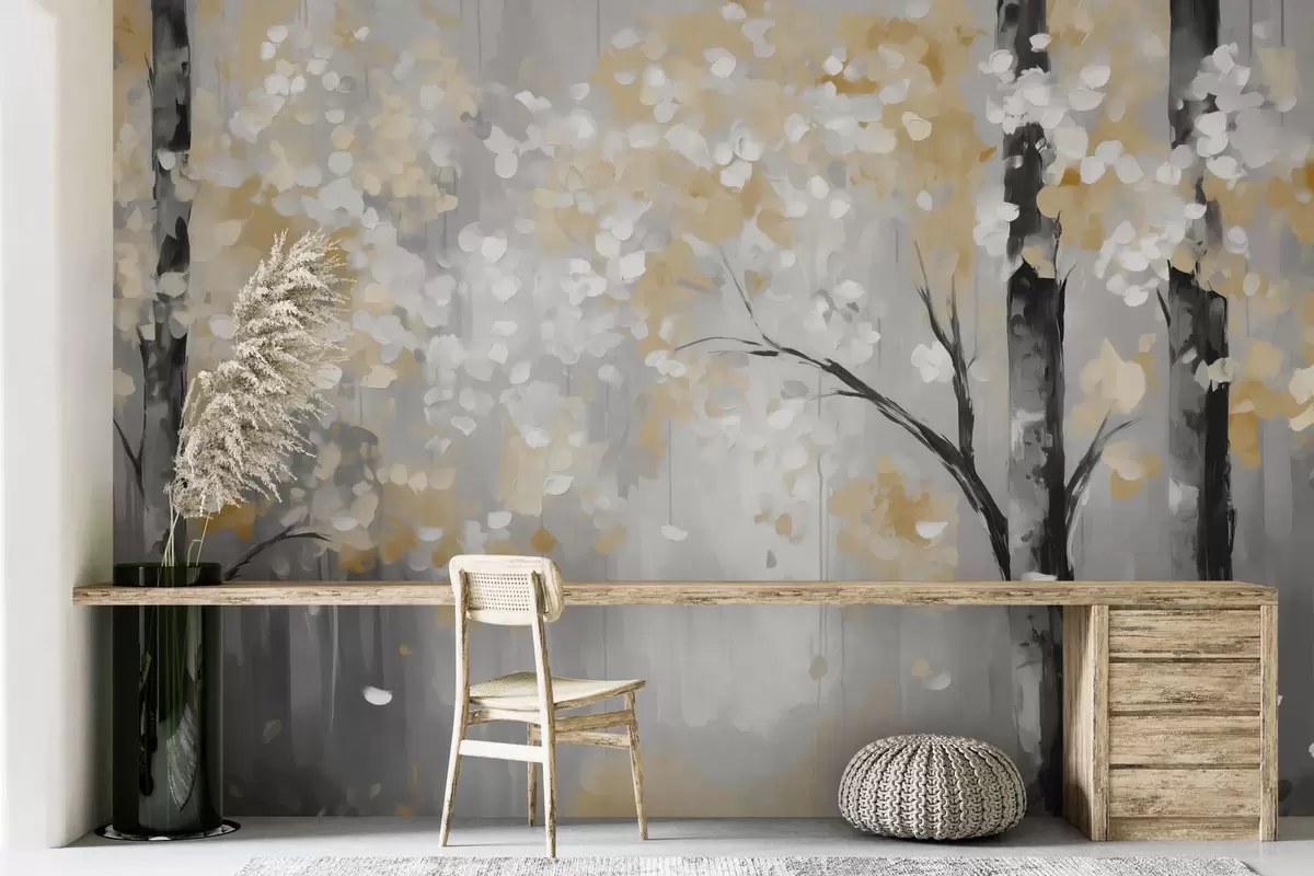 Valokuvatapetti Abstrakteja puita jäljitelmä aivohalvauksia w04017