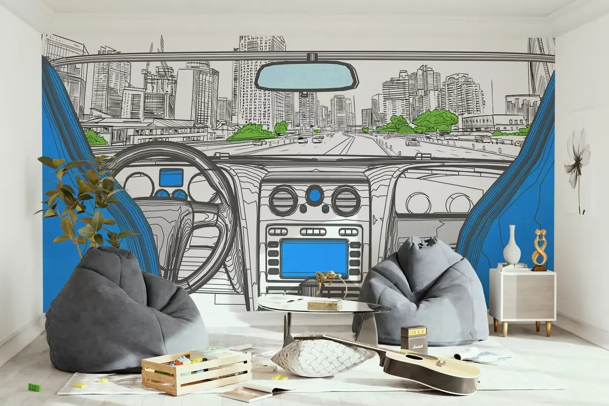 Valokuvatapetti Näkymä autosta w04109v1