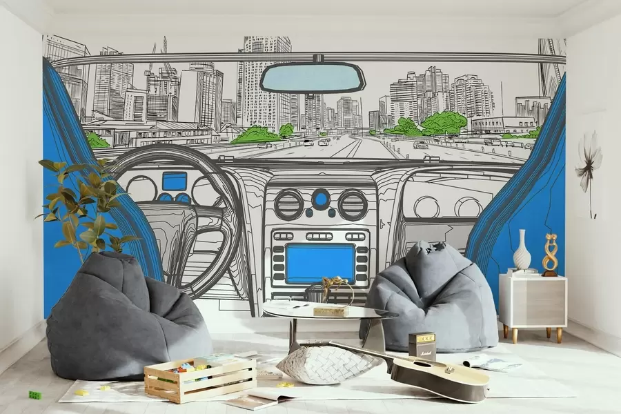 Valokuvatapetti Näkymä autosta w04109v1