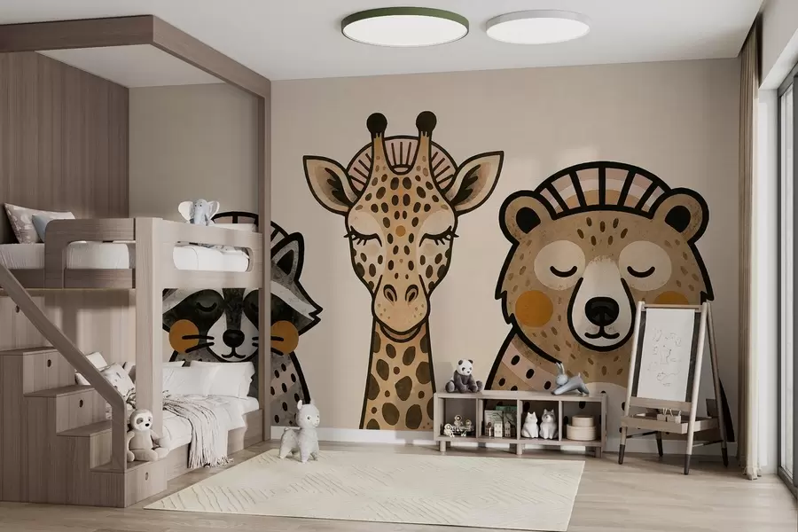 Valokuvatapetti Vesivärityyliin piirretyt eläimet w04111