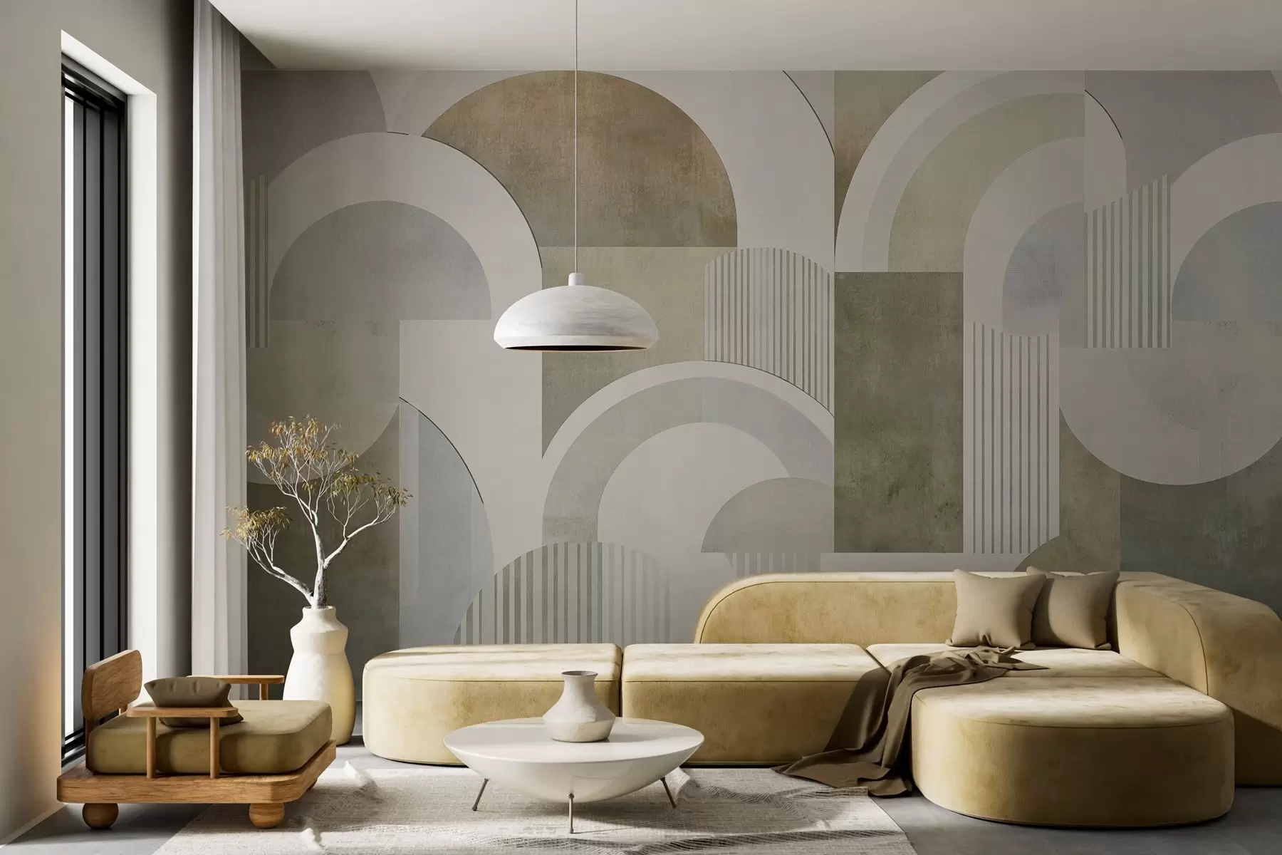 Valokuvatapetti Art deco -tyylinen abstrakti geometria retroefektillä w04079