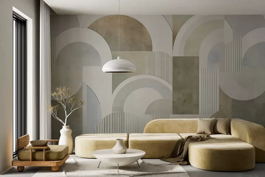 Valokuvatapetti Art deco -tyylinen abstrakti geometria retroefektillä w04079