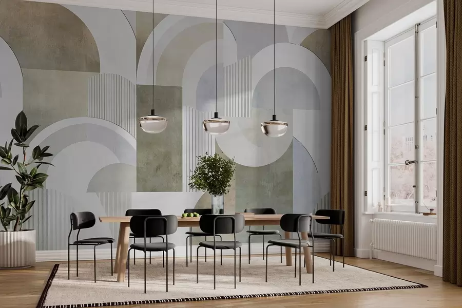 Valokuvatapetti Art deco -tyylinen abstrakti geometria retroefektillä w04079