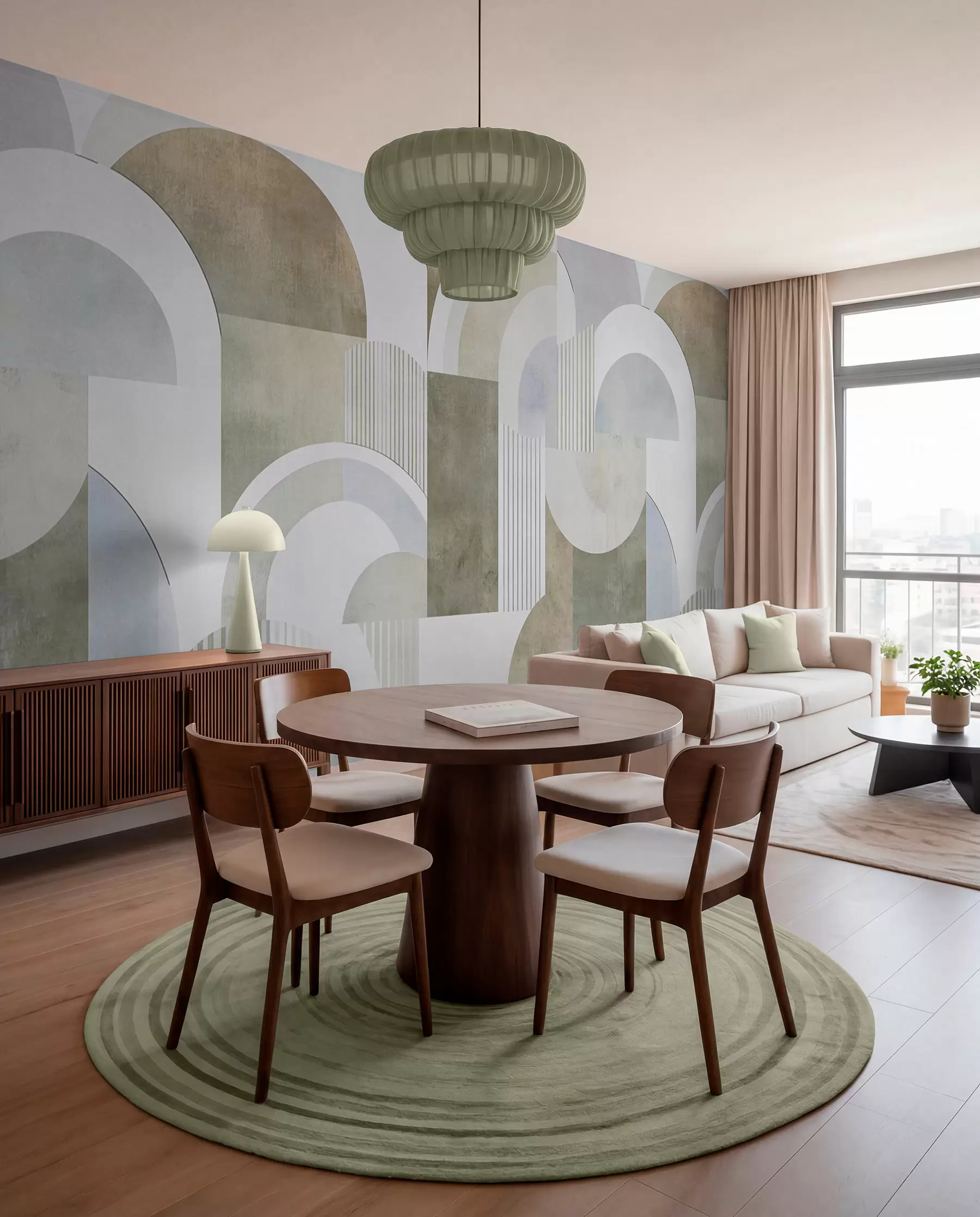 Valokuvatapetti Art deco -tyylinen abstrakti geometria retroefektillä w04079
