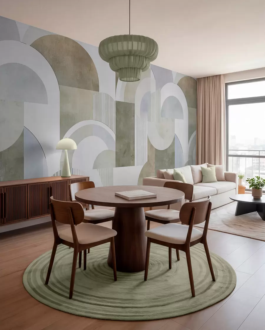 Valokuvatapetti Art deco -tyylinen abstrakti geometria retroefektillä w04079