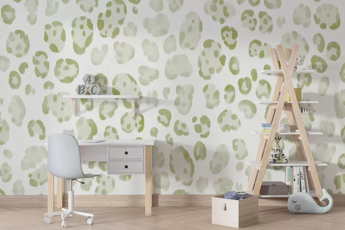 Valokuvatapetti Leopardikuvio, villatekstiili, vihreä väri w04112v3