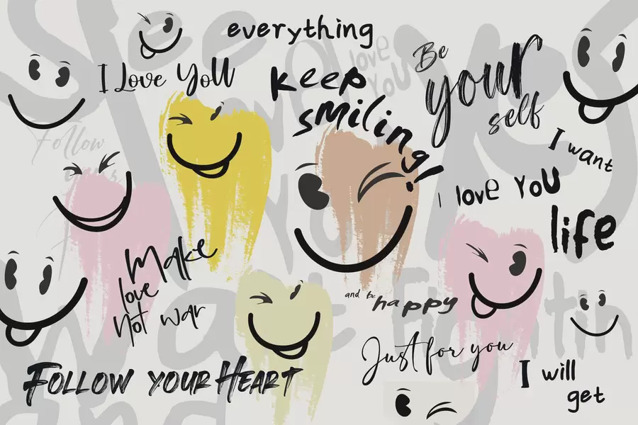 Valokuvatapetti Hymiöt ja merkinnät w04174