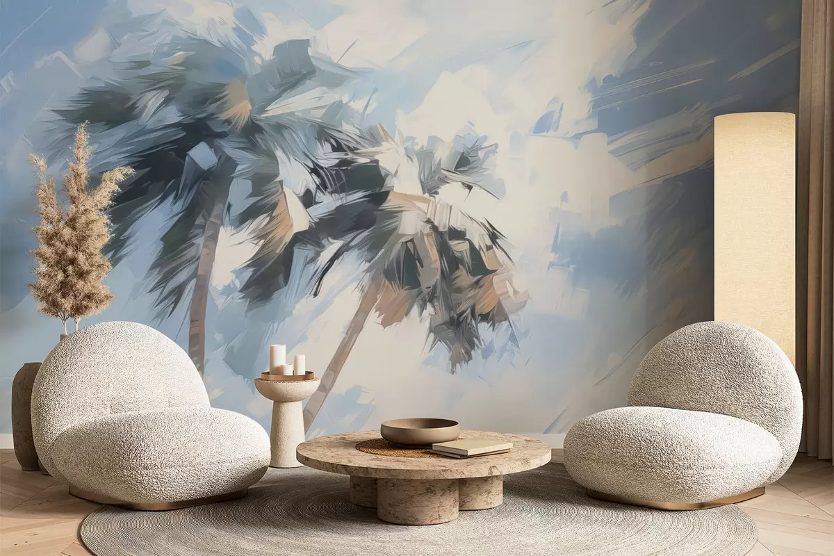 Valokuvatapetti Palmuja jäljitelmä maalaus w04176