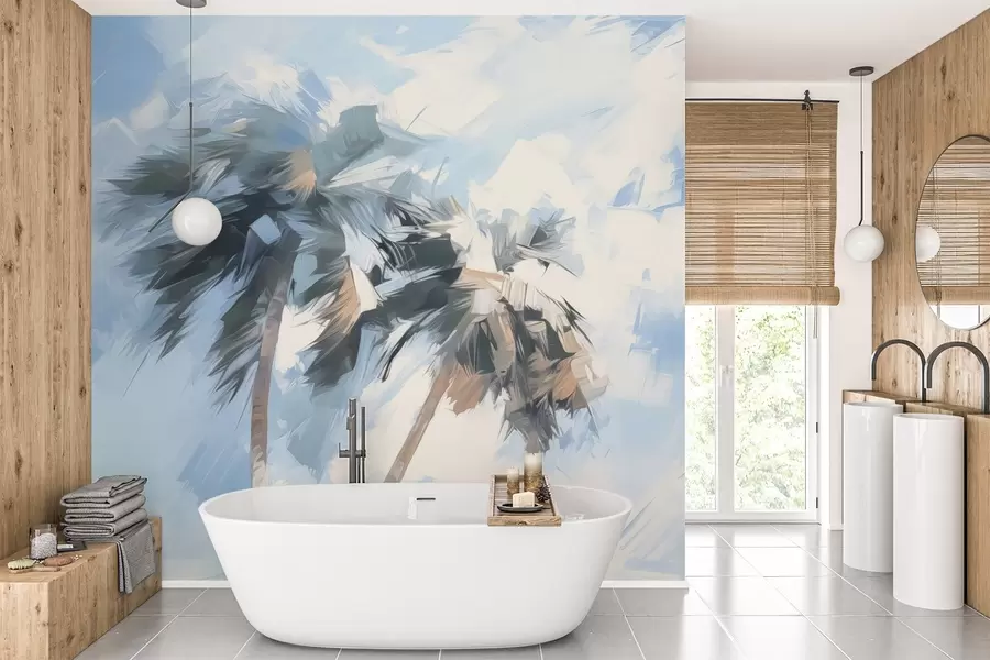 Valokuvatapetti Palmuja jäljitelmä maalaus w04176