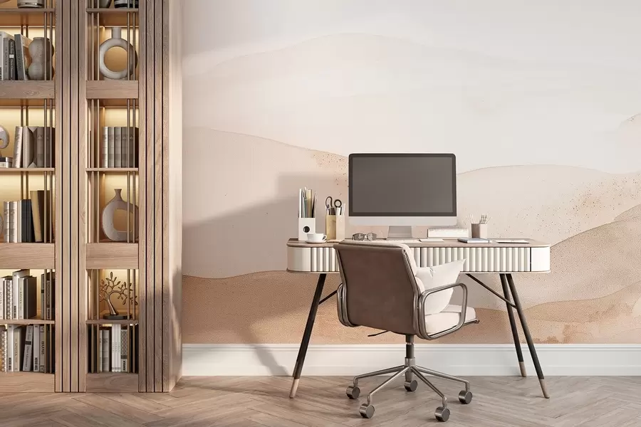 Valokuvatapetti Vesivärityyliset vuoret vaalean beigen sävyissä w09223