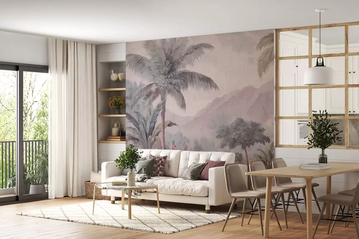 Valokuvatapetti trooppinen viidakko retrotyyliin w04139