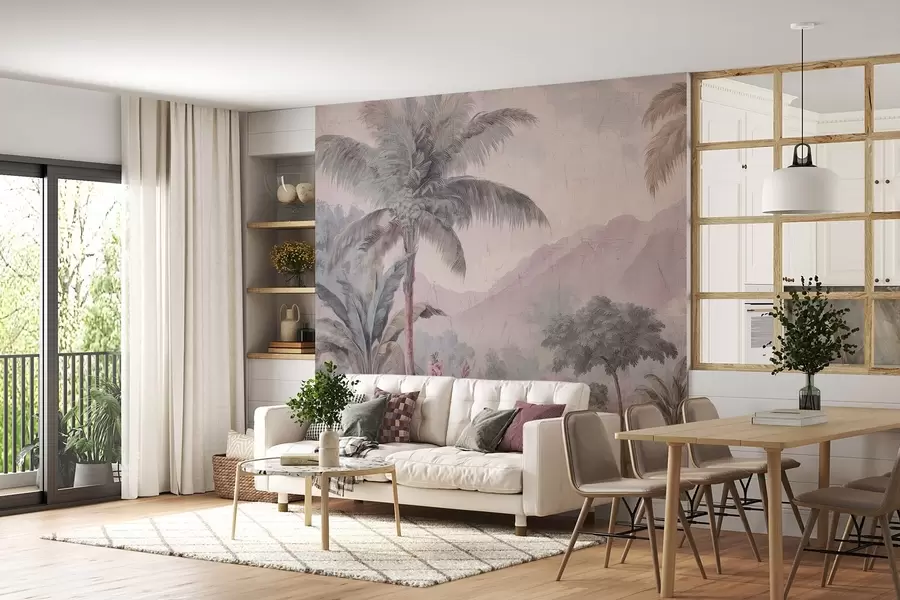 Valokuvatapetti trooppinen viidakko retrotyyliin w04139