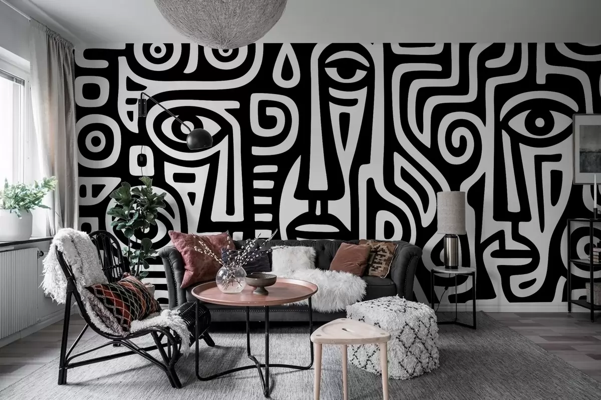 Valokuvatapetti Tyylitellyt kasvojen yksityiskohdat w04186